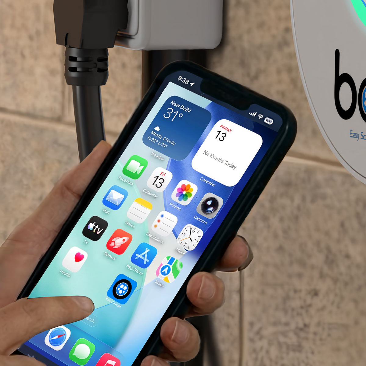 Owner opening the Boba Owner App at a Boba EV charger