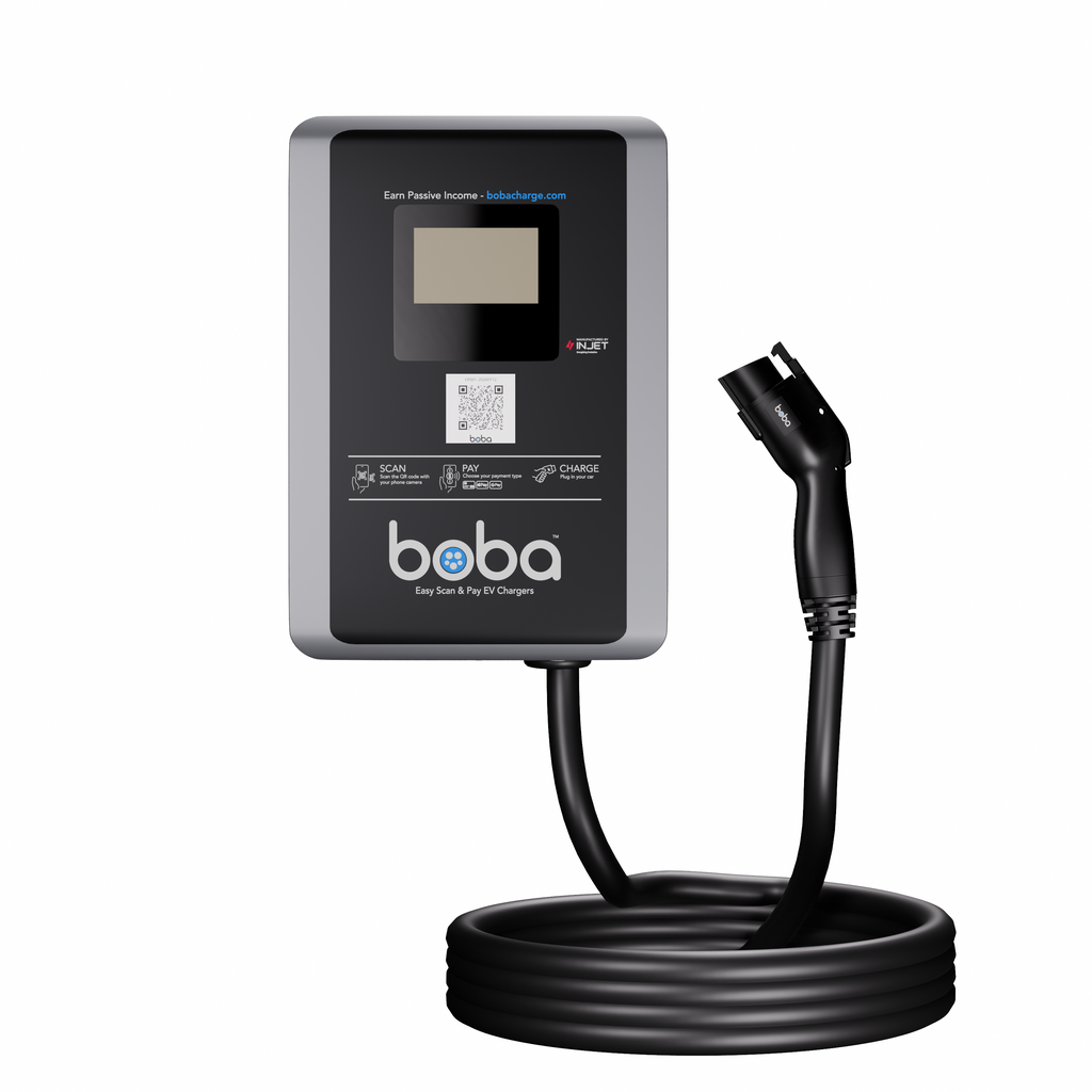 Pre-Order | Boba Commercial Style, Hardwired, EV Charger with QR Scan & Owner Controlled Payment System