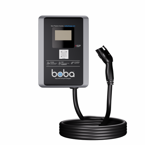 Boba Commercial Style, Hardwired, EV Charger with QR Scan & Owner Controlled Payment System