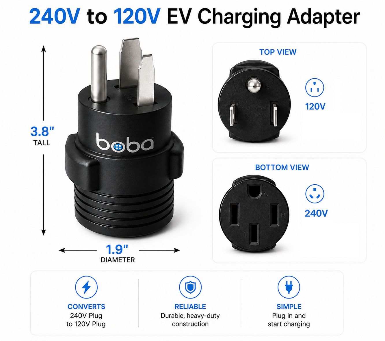 Boba 240V to 120V Adapter
