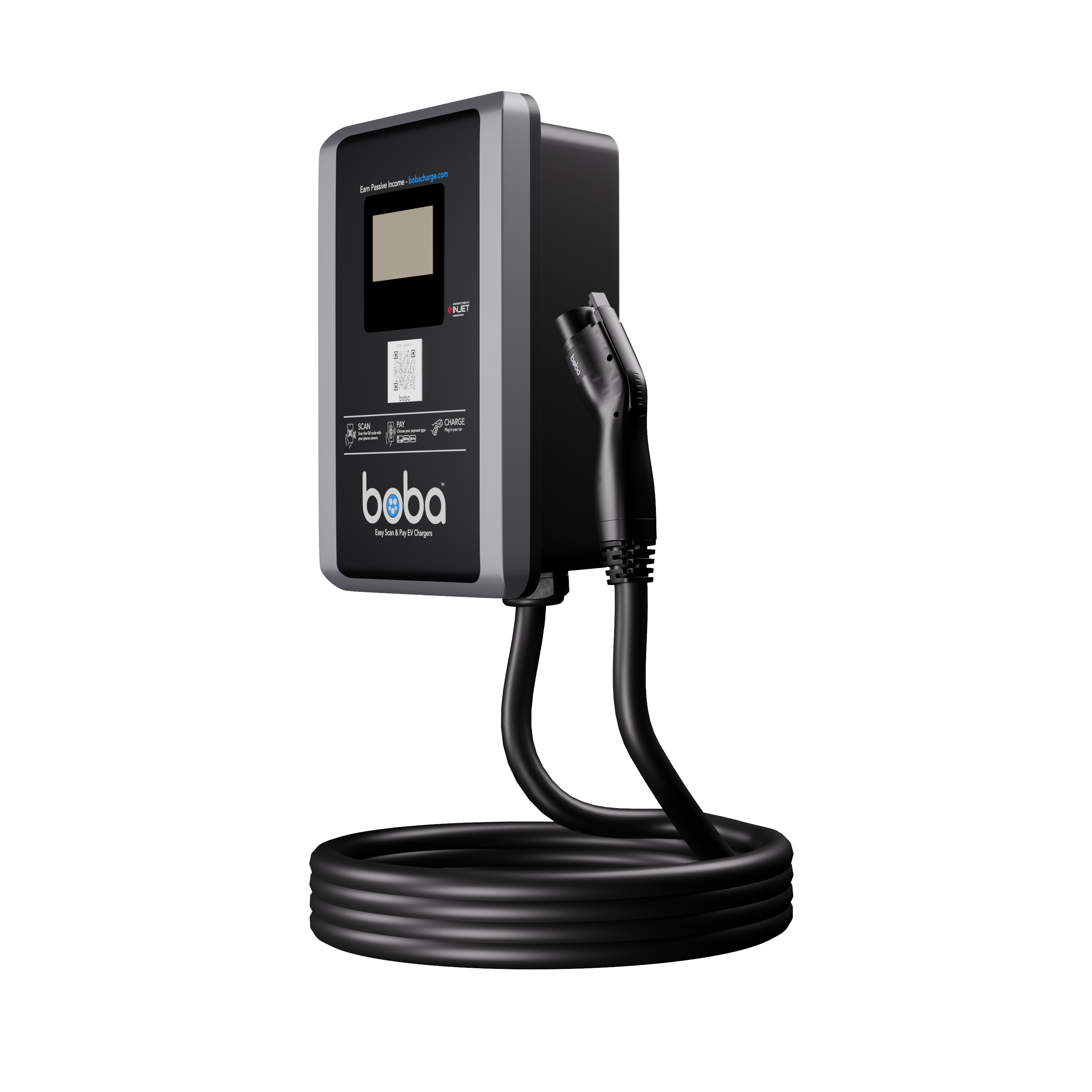 Pre-Order | Boba Commercial Style, Hardwired, EV Charger with QR Scan & Owner Controlled Payment System