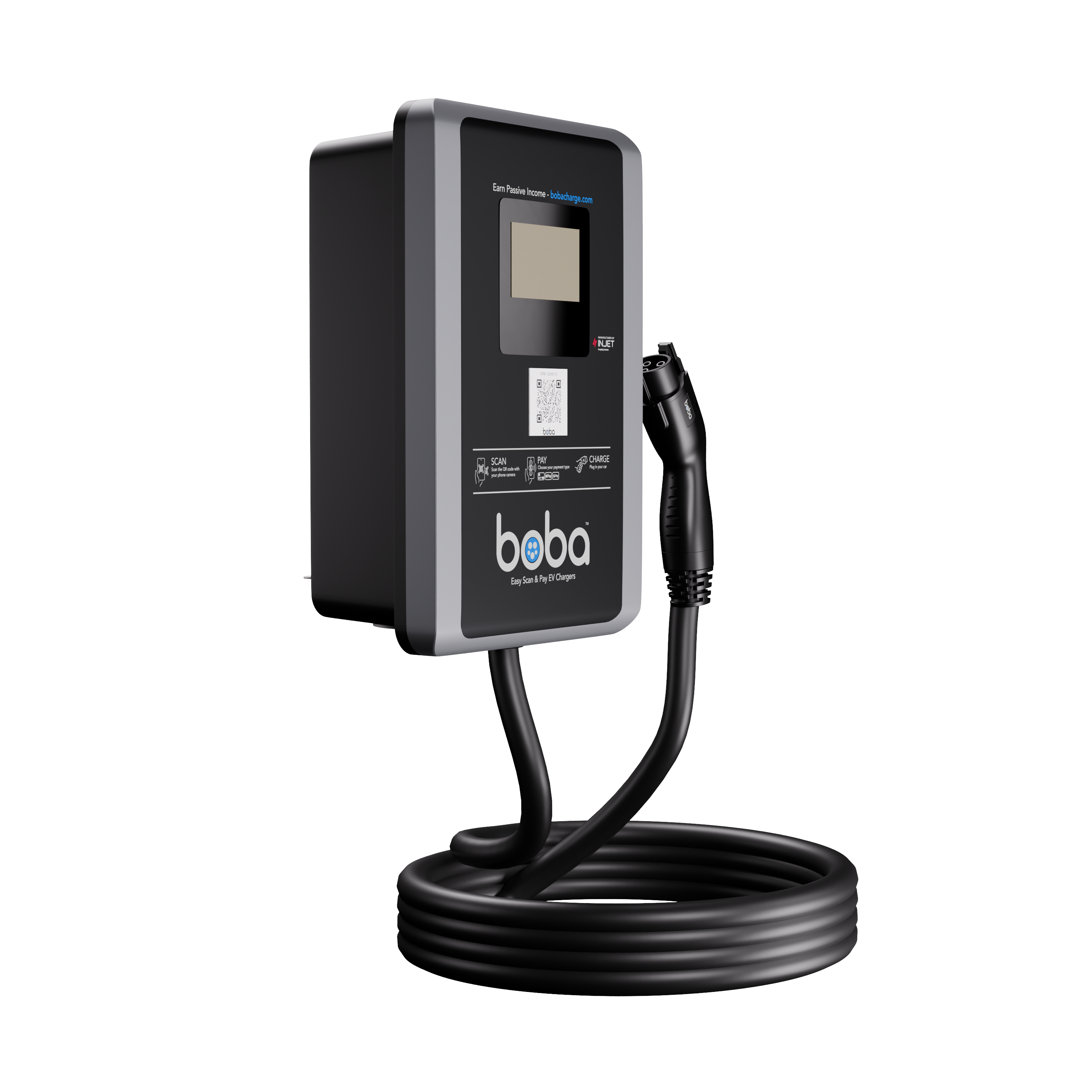 Pre-Order | Boba Commercial Style, Hardwired, EV Charger with QR Scan & Owner Controlled Payment System