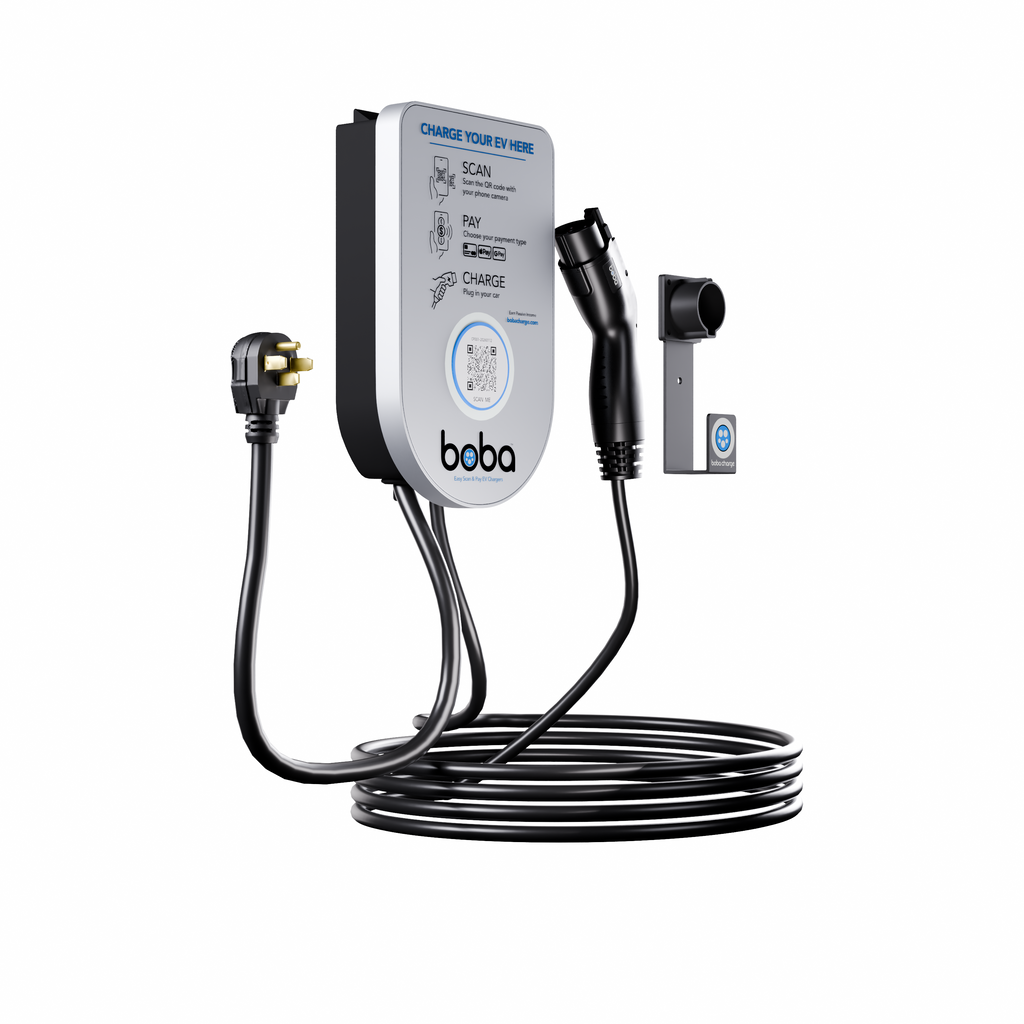 Pre-Order | Boba Residential Style, 240V plug, EV Charger with QR Scan & Owner Controlled Payment System