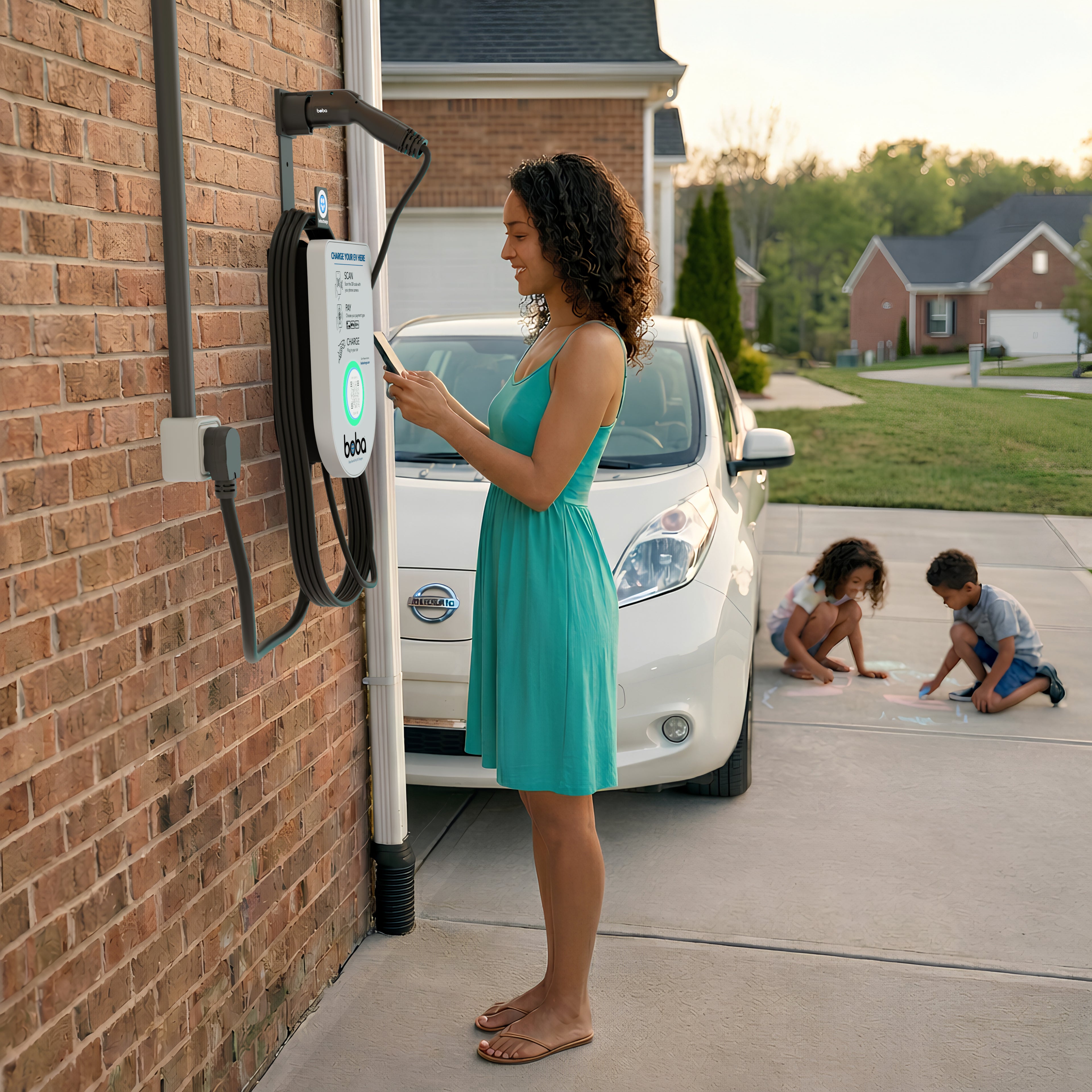 Pre-Order | Boba Residential Style, 240V plug, EV Charger with QR Scan & Owner Controlled Payment System