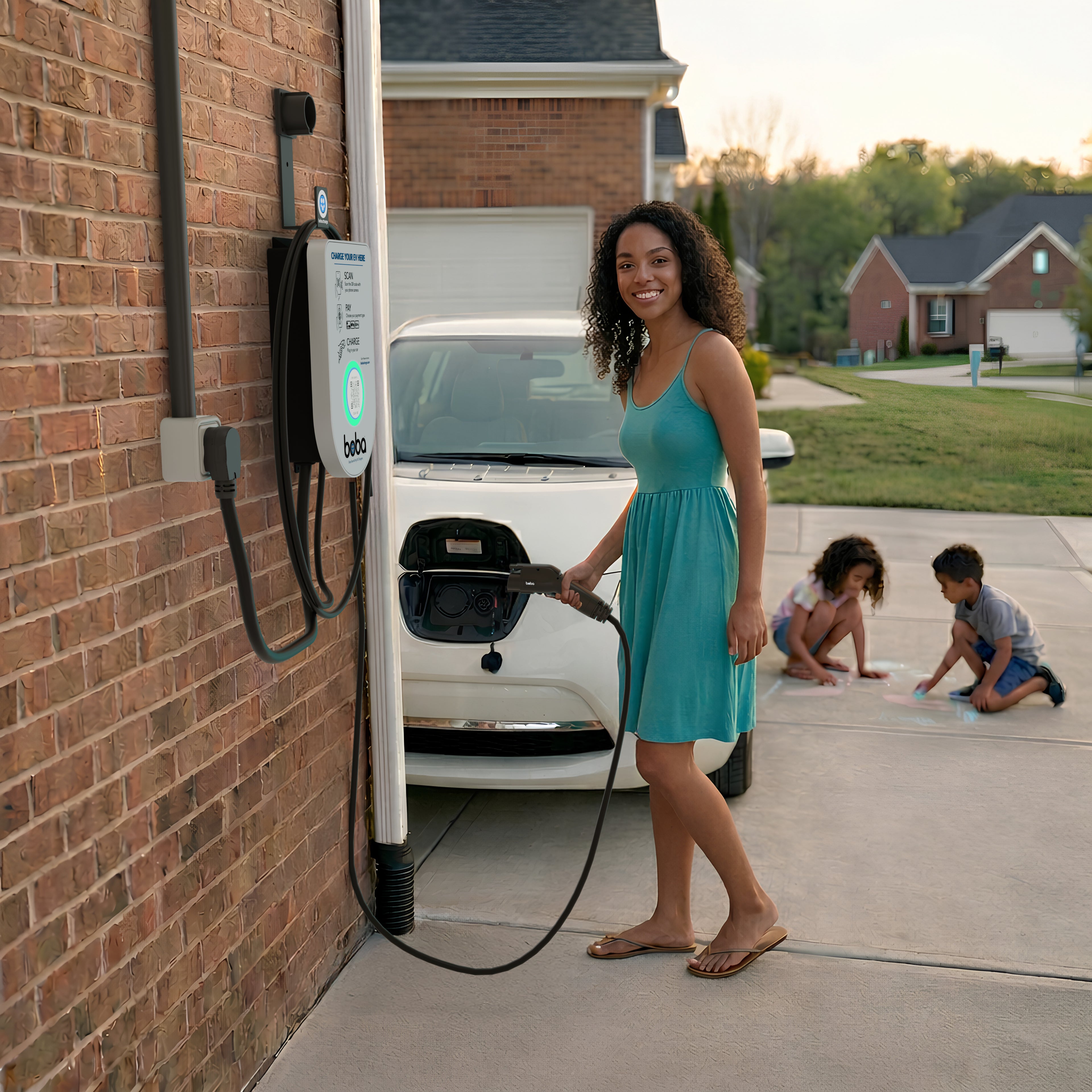 Pre-Order | Boba Residential Style, 240V plug, EV Charger with QR Scan & Owner Controlled Payment System