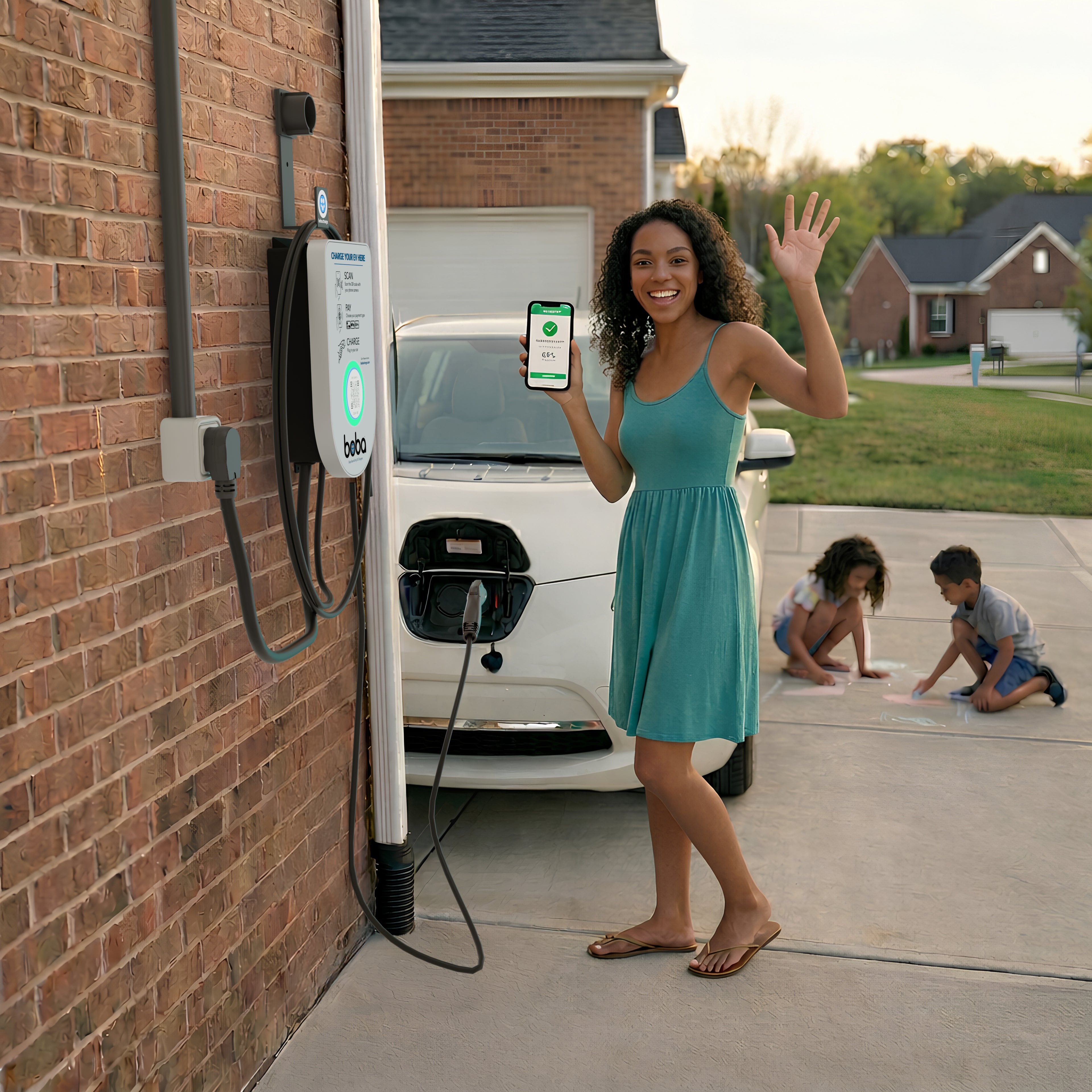 Pre-Order | Boba EV Charger Station With Wall Unit and QR Scan & Payment System