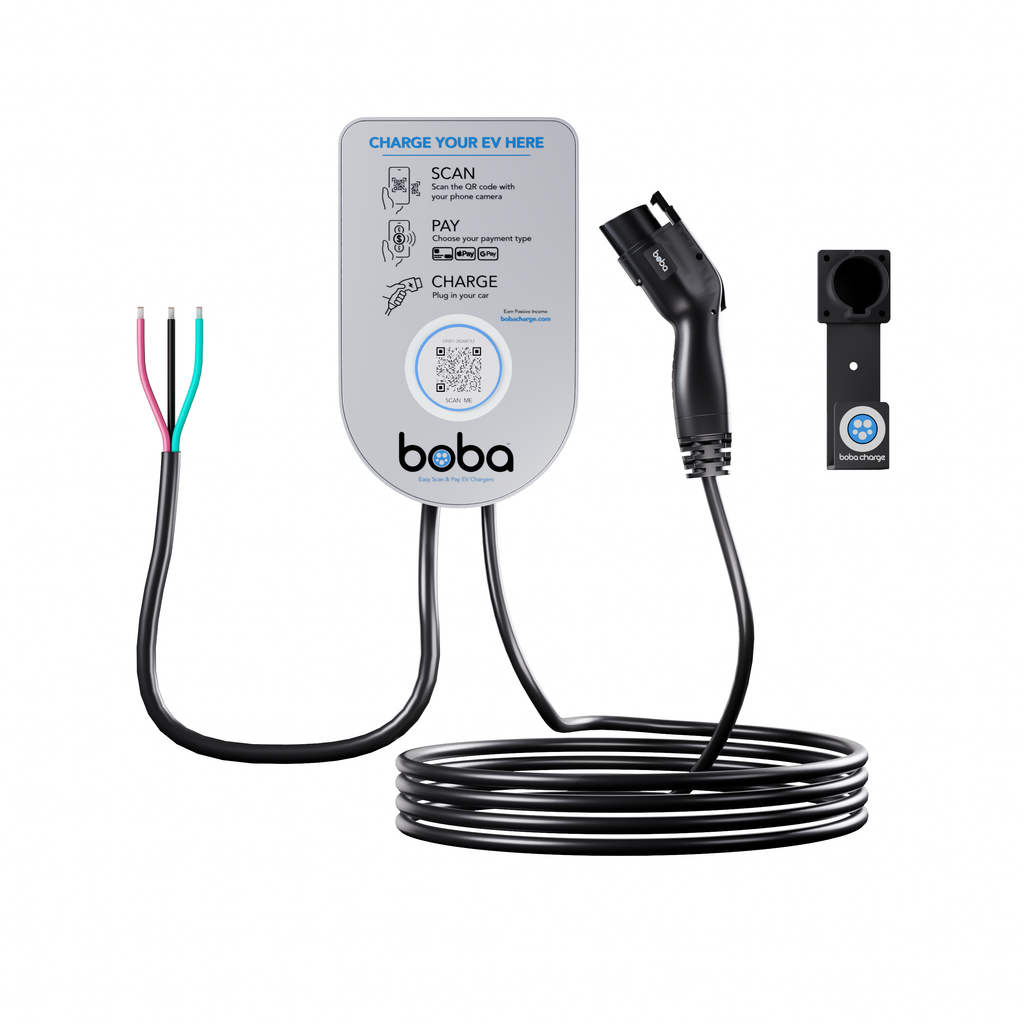 Pre-Order | Boba Residential Style, Hardwired, EV Charger with QR Scan & Owner Controlled Payment System