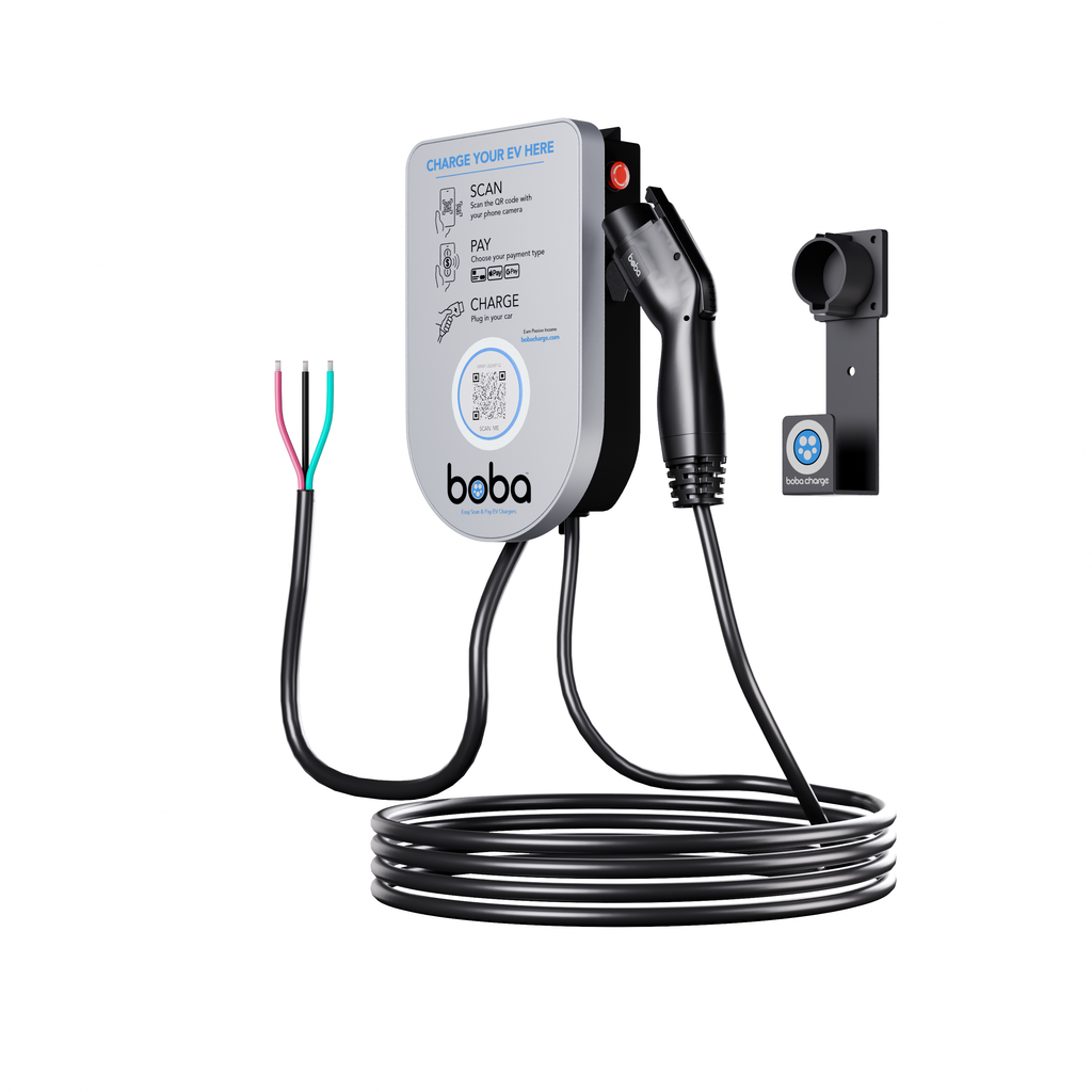 Pre-Order | Boba Residential Style, Hardwired, EV Charger with QR Scan & Owner Controlled Payment System