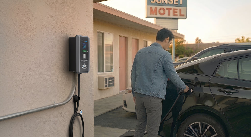 Pre-Order | Boba Commercial Style, Hardwired, EV Charger with QR Scan & Owner Controlled Payment System