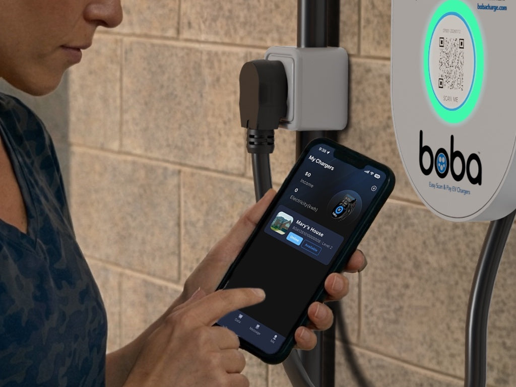 Boba owner app charger dashboard on a phone