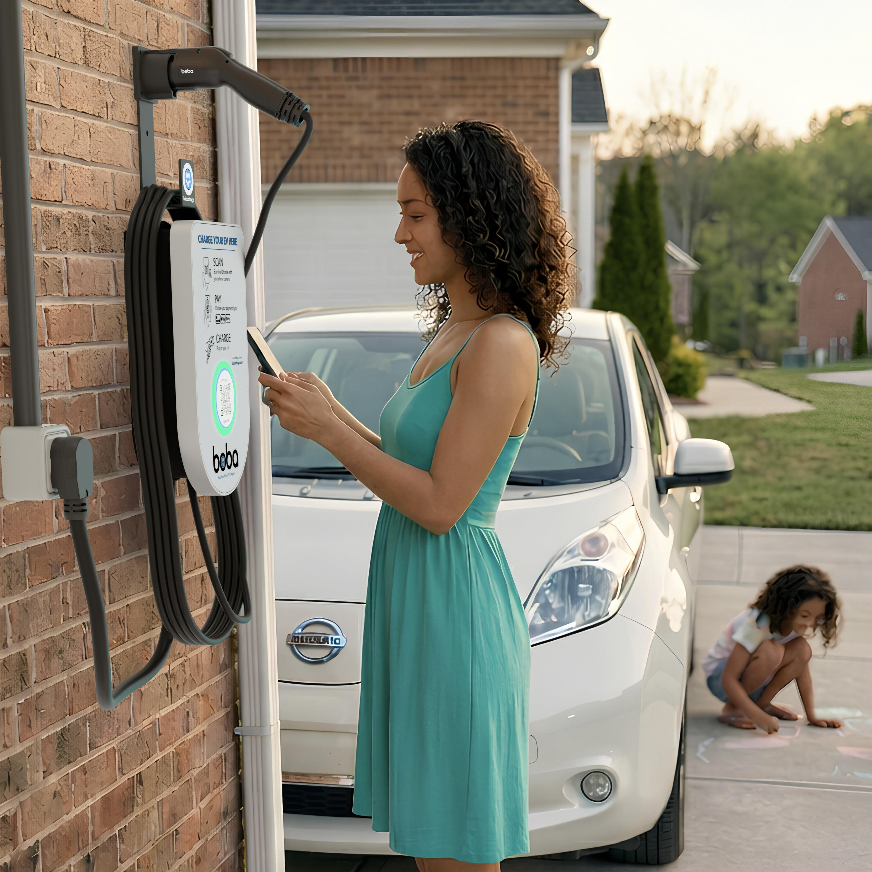 Pre-Order | Boba EV Charger Station With Wall Unit and QR Scan & Payment System
