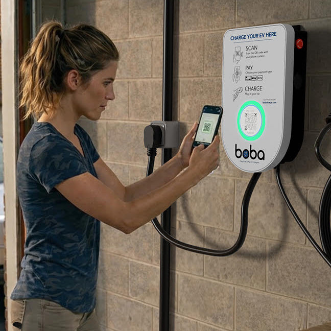 Pre-Order | Boba EV Charger Station With Wall Unit and QR Scan & Payment System