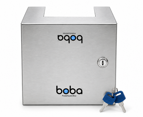 Boba PowerGuard Box, lockable stainless steel cover with keys for the Boba 240V plug-in EV charger